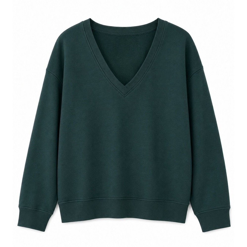Threads 4 Thought Elisha Triblend Fleece V-Neck Sweatshirt Dark Green 2X NWT